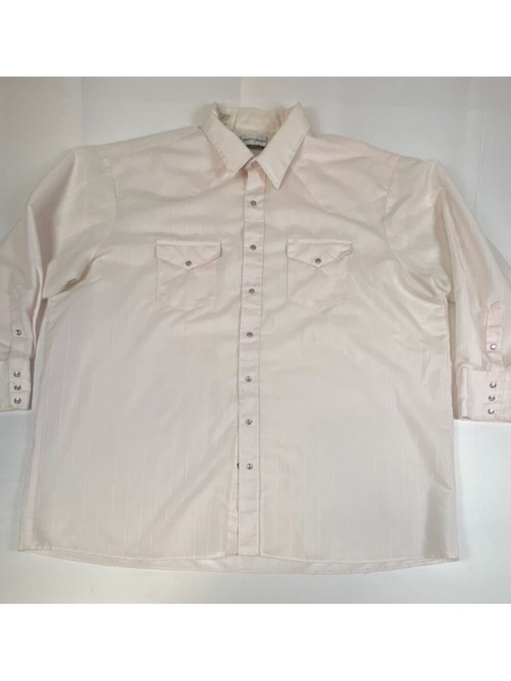 Vintage Karman Silver Collection Men 3XB 18-18.5 Pearl Snap White Western Shirt